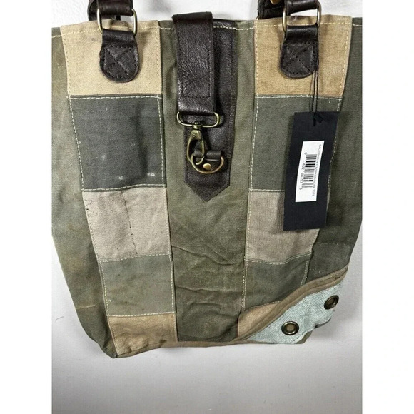 Vintage Addiction Patchwork Tote Canvas & Leather Tote Bag Purse - Picture 2 of 9